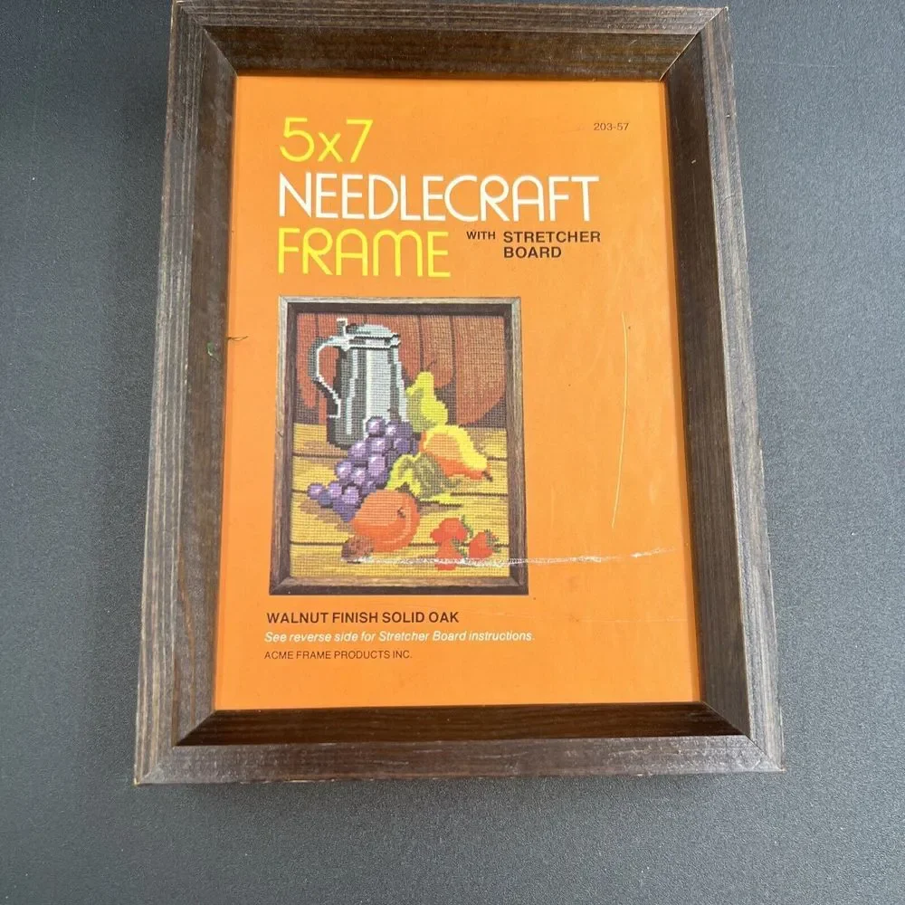 Vintage 5x7 Needlecraft Frame‎ Only Walnut Finish Solid Oak #203-57